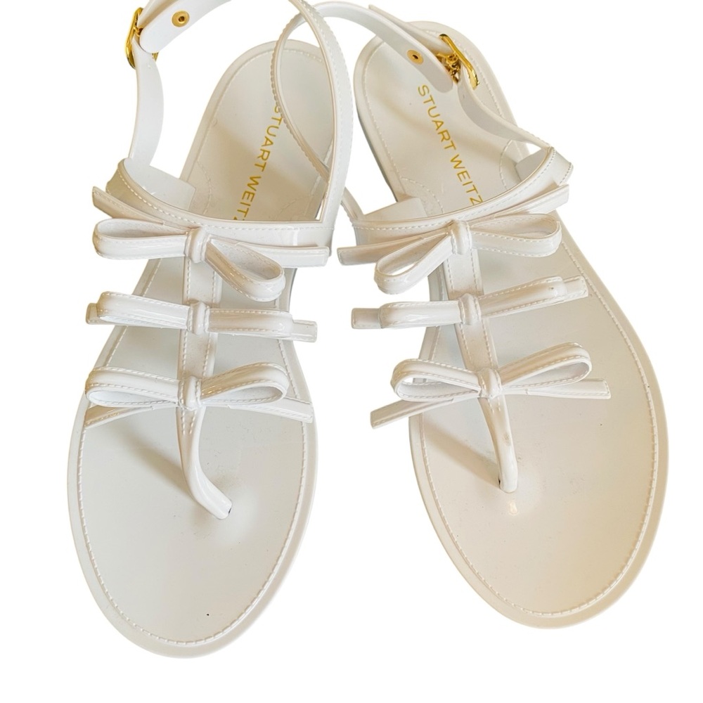 Women’s Size 8 (Euro Sz 39) Staurt Weitzman Felicity Bow Jelly Sandals In White - Picture 8 of 14